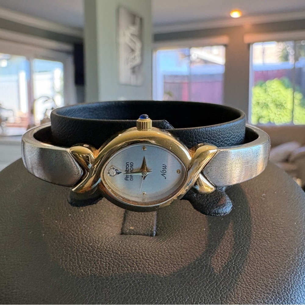 Now Two-Tone Women's Wrap Watch with Leather Band